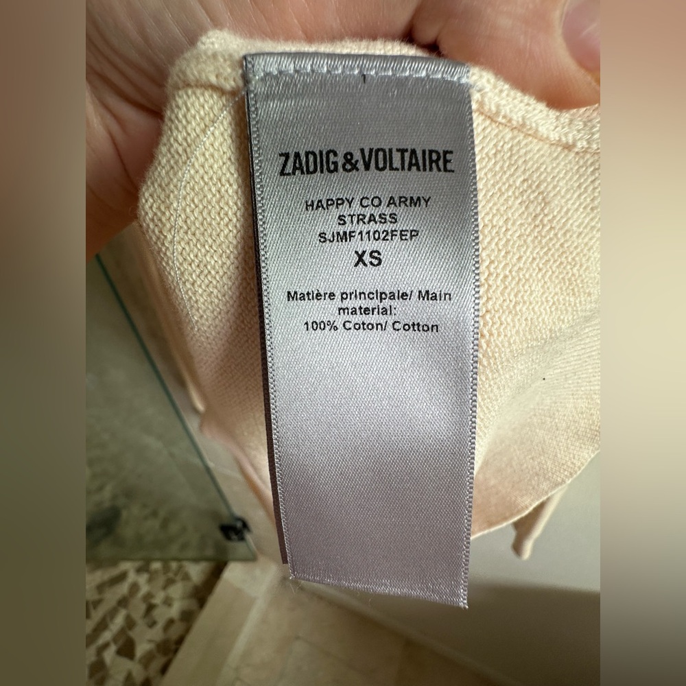 New without tags Size XS ZADIG & VOLTAIRE Army Studded Elbow V-Neck Sweater - Picture 3 of 5